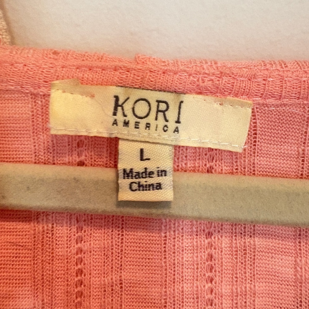 NWOT Kori America Peach Lace Coastal Cottagecore Hooded Asymmetrical Top - Picture 4 of 14